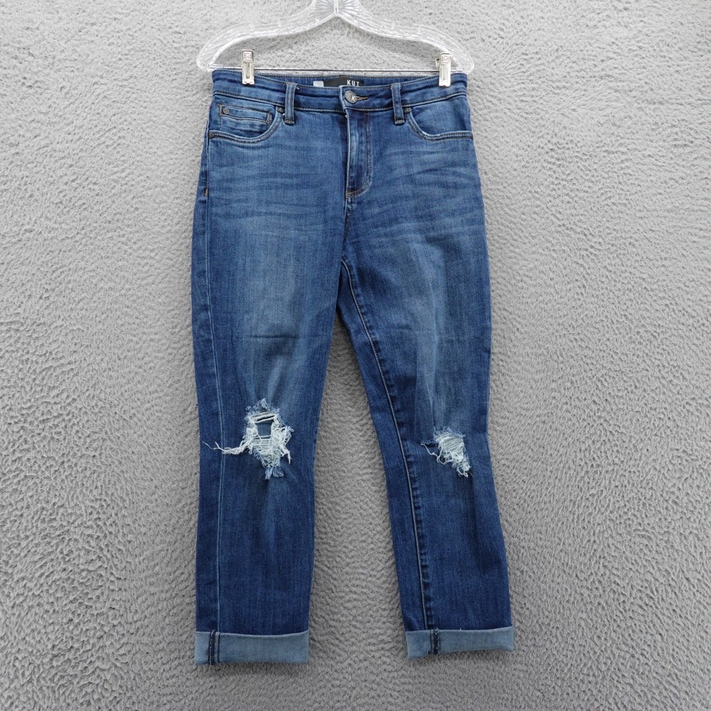 Kut from the Kloth Catherine High Rise Boyfriend Jeans 0 Womens Distressed